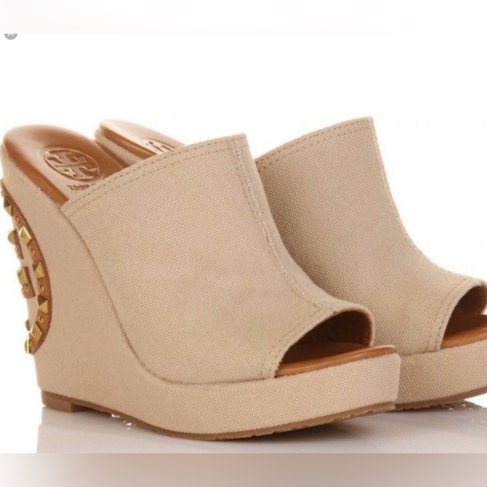 Tory Burch Meredith Women's 9.5 Taupe Wedge Sandal